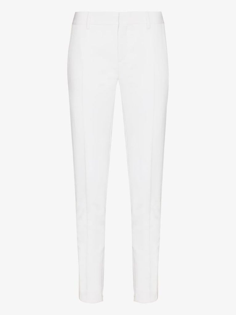 White Slim Wool Tuxedo Trousers