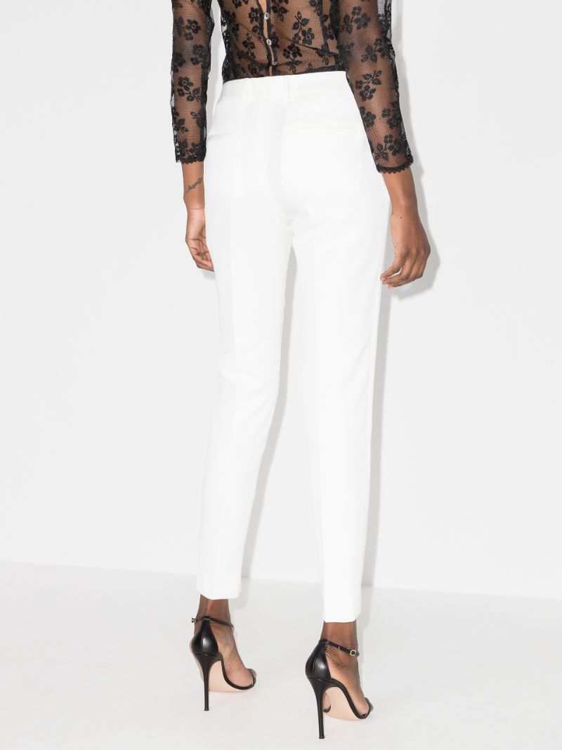 White Slim Wool Tuxedo Trousers