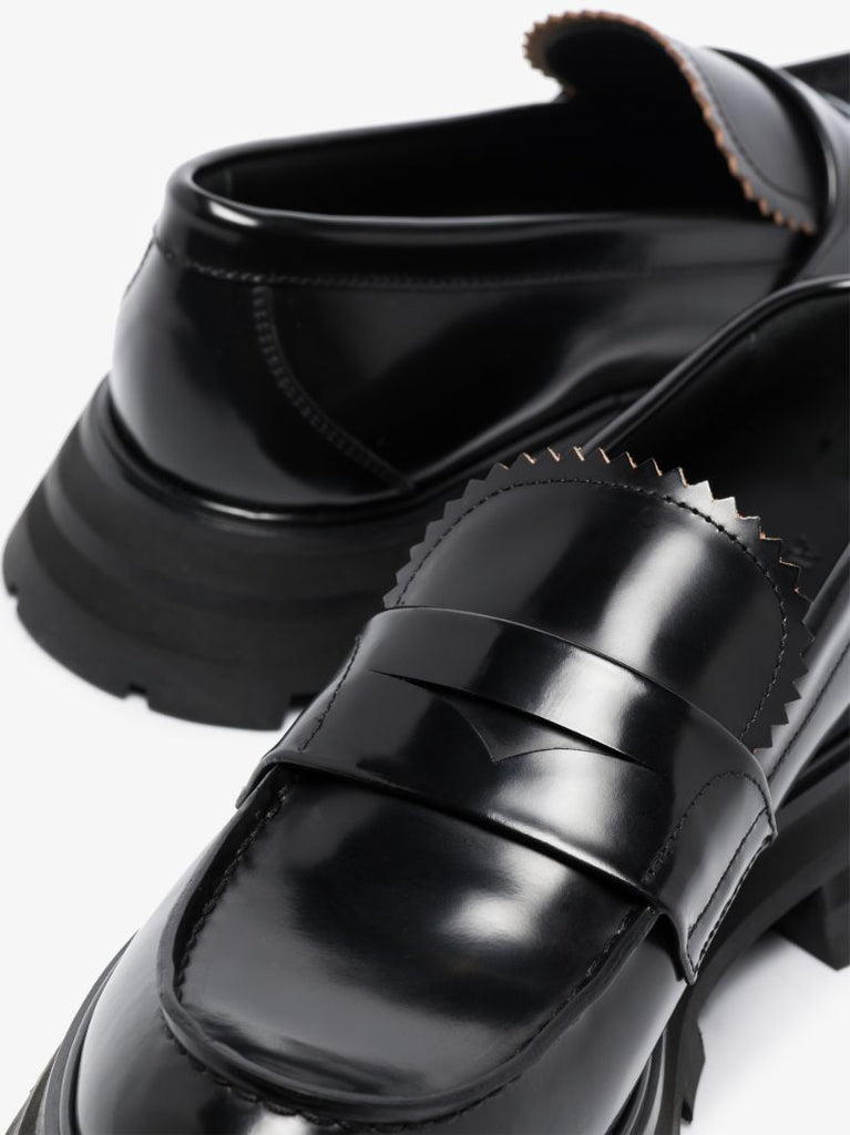 Black Wander Chunky Leather Loafers