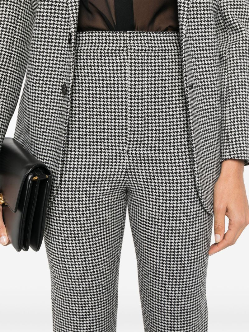 Black Houndstooth Straight-leg Trousers