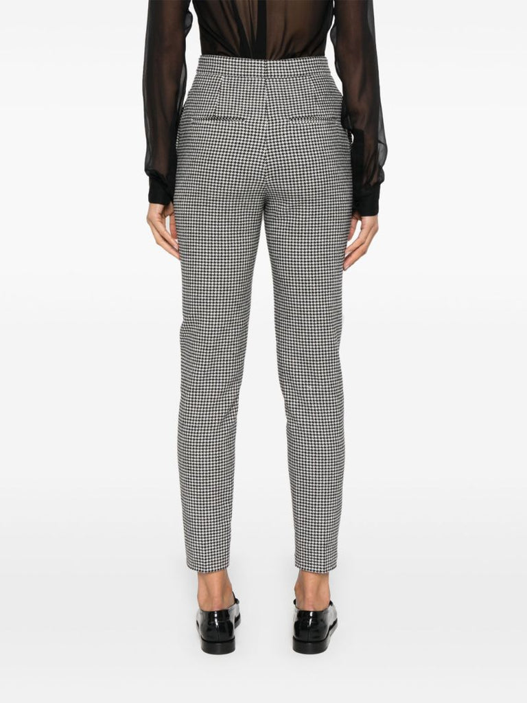 Black Houndstooth Straight-leg Trousers