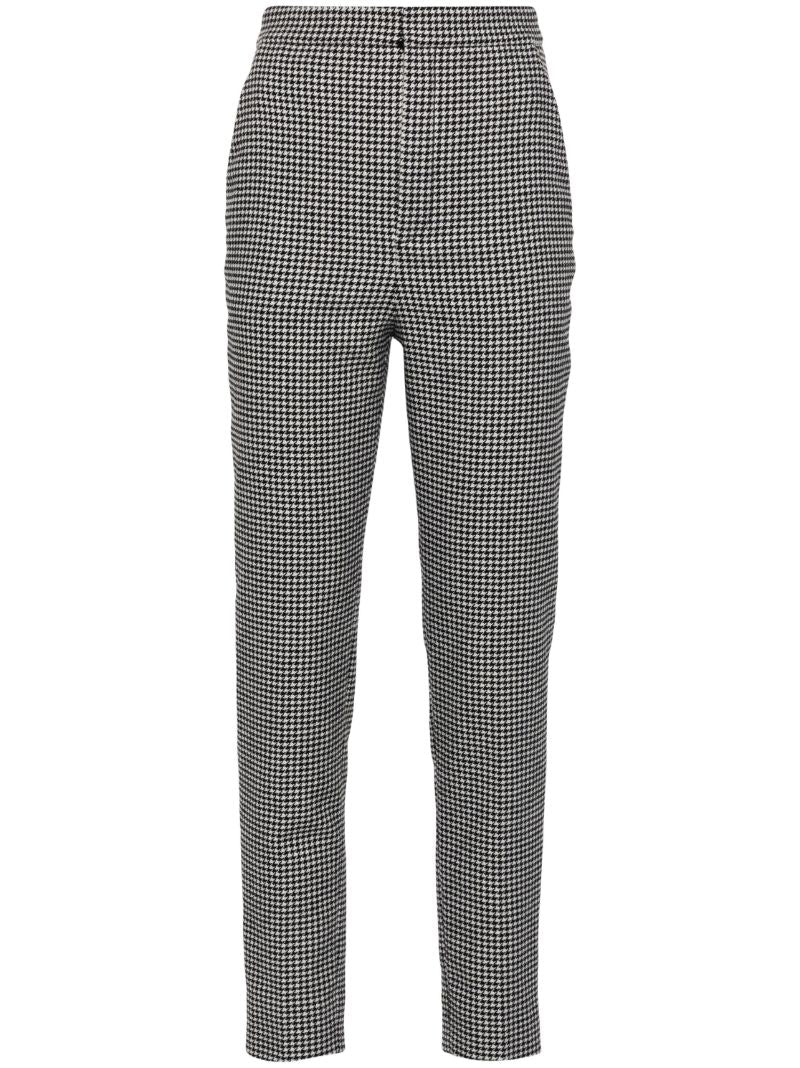 Black Houndstooth Straight-leg Trousers