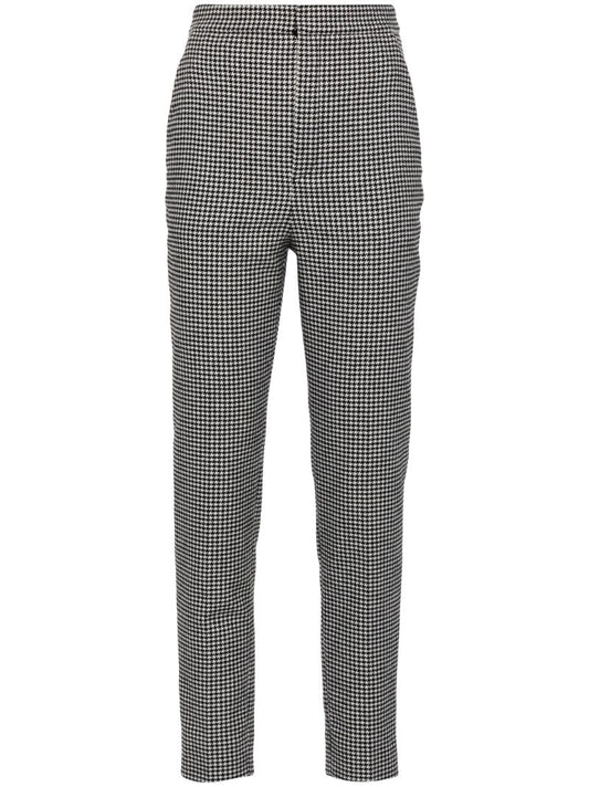 Black Houndstooth Straight-leg Trousers