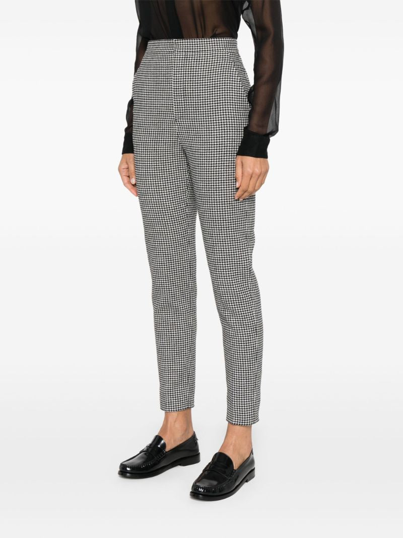 Black Houndstooth Straight-leg Trousers