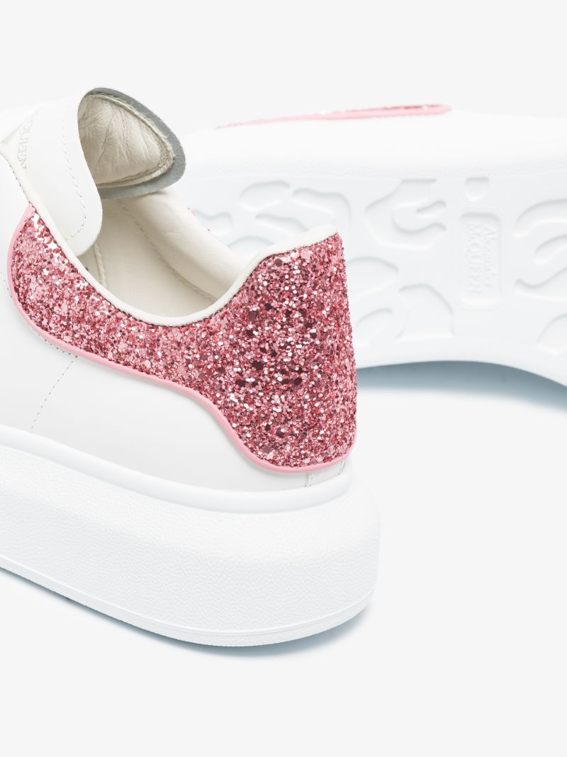 White and Pink Glitter Oversized Sneakers