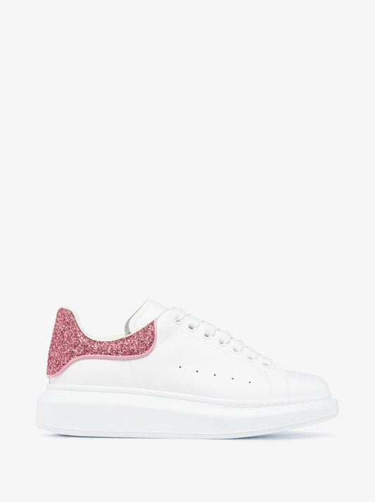 White and Pink Glitter Oversized Sneakers