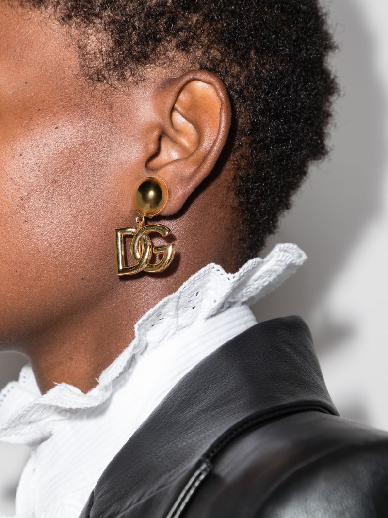 Gold Tone Dg Drop Earrings