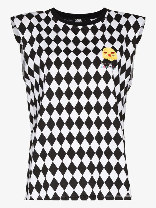 X Karl Lagerfeld Diamond Print Tank Top