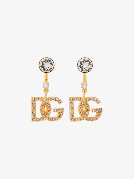 Gold Tone Dg Crystal Drop Earrings