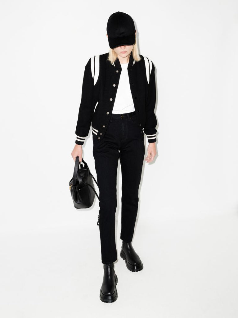 Black Wool Bomber Jacket