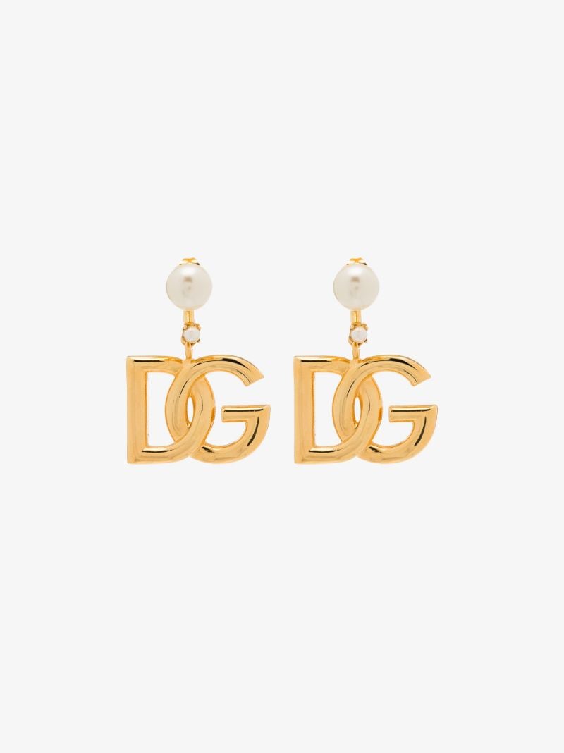 Gold Tone Dg Pearl Drop Earrings