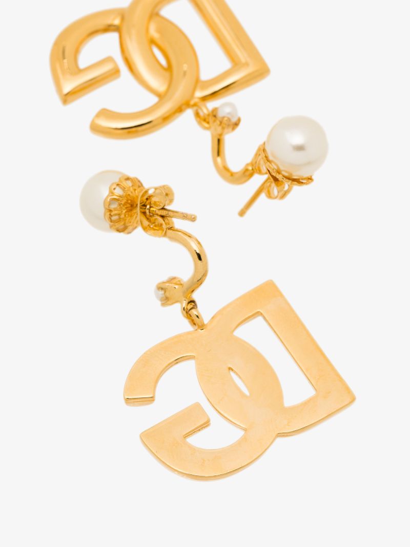 Gold Tone Dg Pearl Drop Earrings