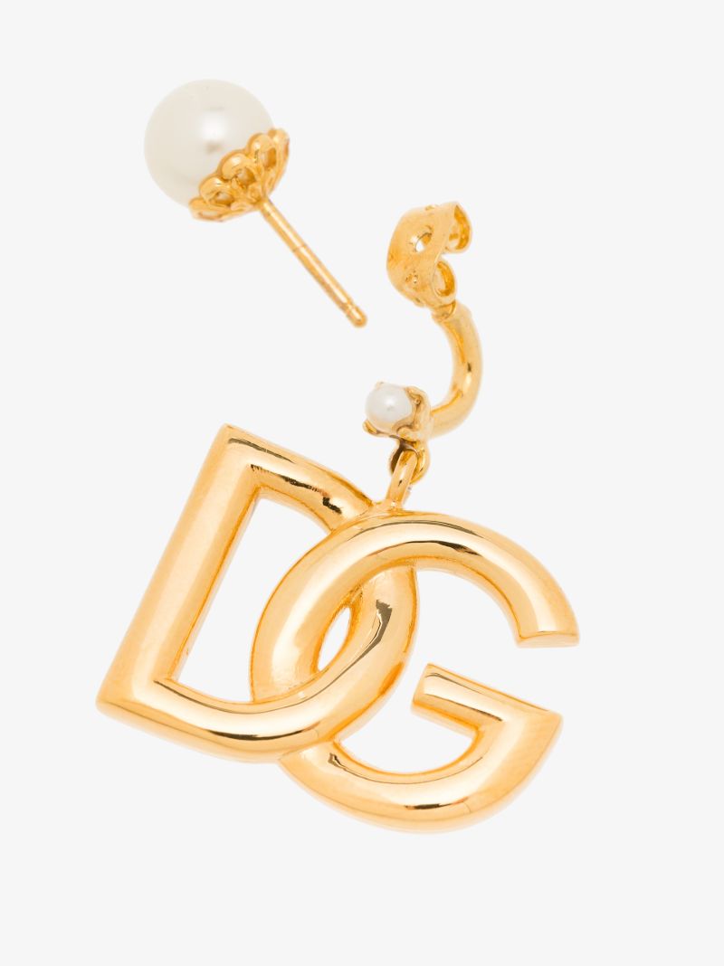 Gold Tone Dg Pearl Drop Earrings