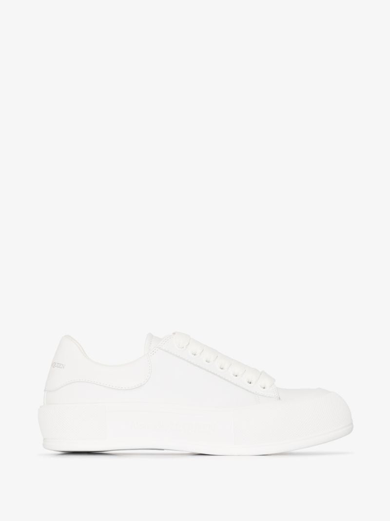 White Deck Plimsoll Leather Sneakers