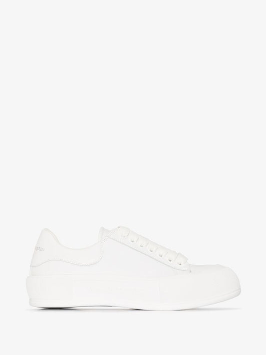 White Deck Plimsoll Leather Sneakers