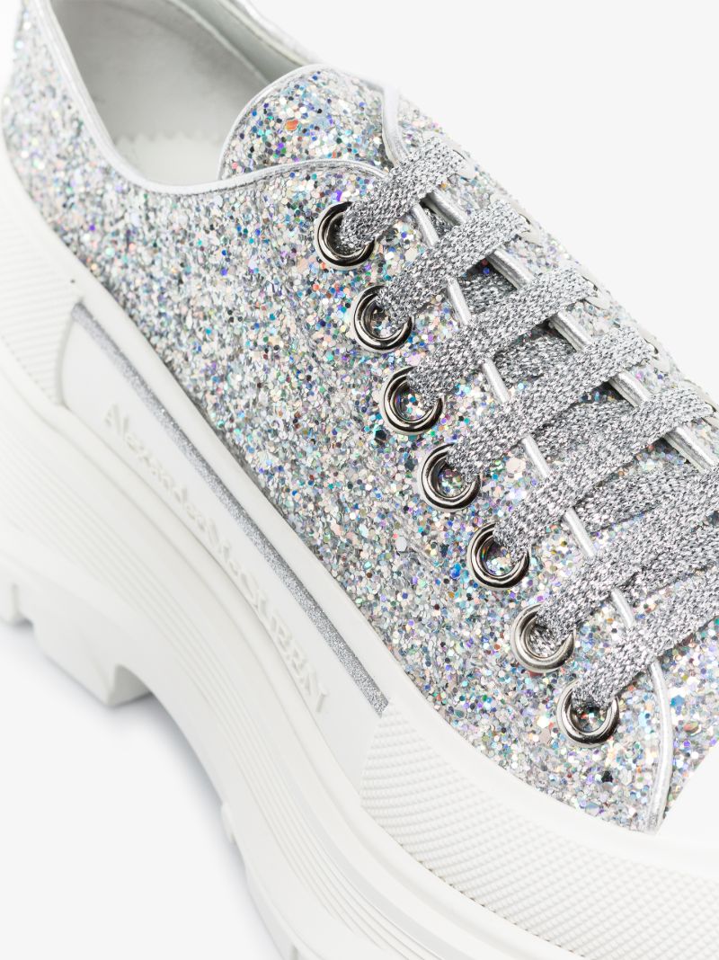 Silver Tread Slick Glitter Sneakers