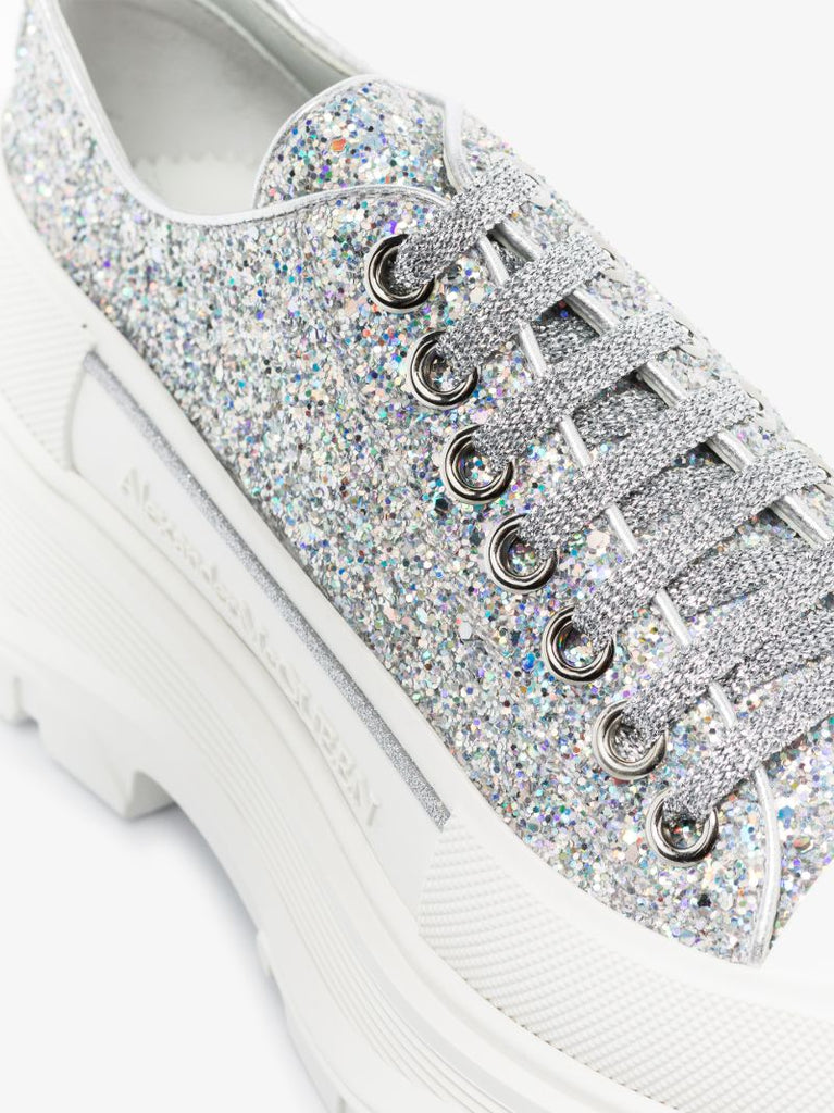 Silver Tread Slick Glitter Sneakers