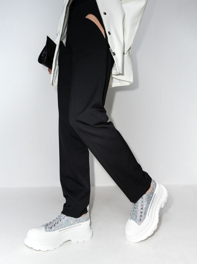 Silver Tread Slick Glitter Sneakers