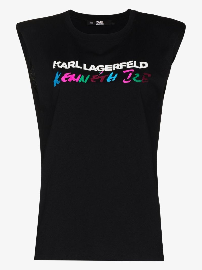 X Karl Lagerfeld Logo Cotton Tank Top