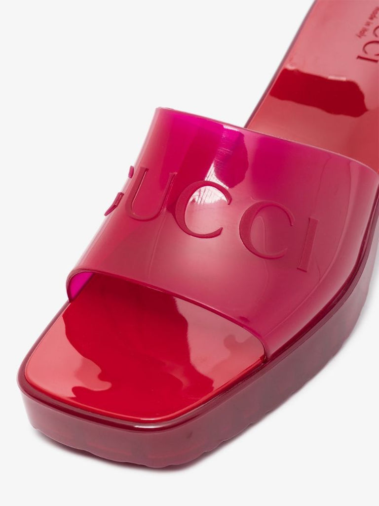 Red Plastique 60 Logo Mules