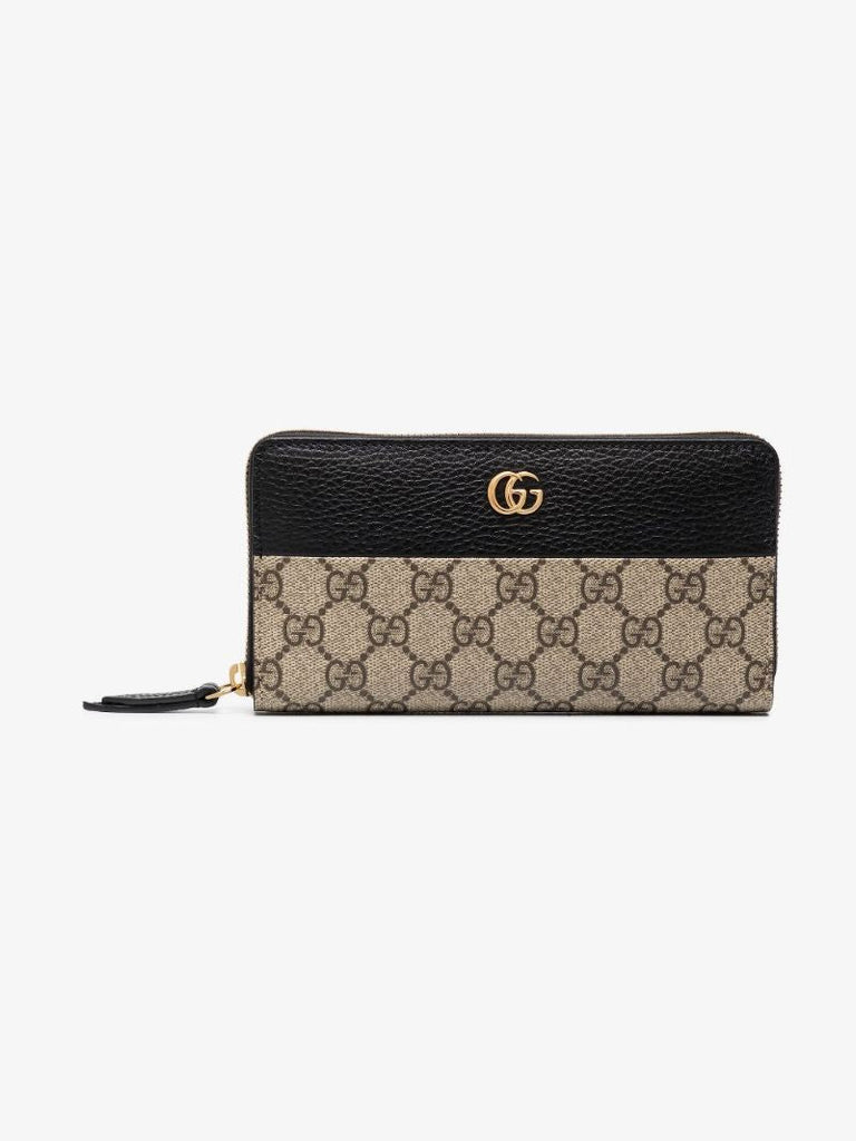 Neutral Gg Marmont Zip-around Wallet
