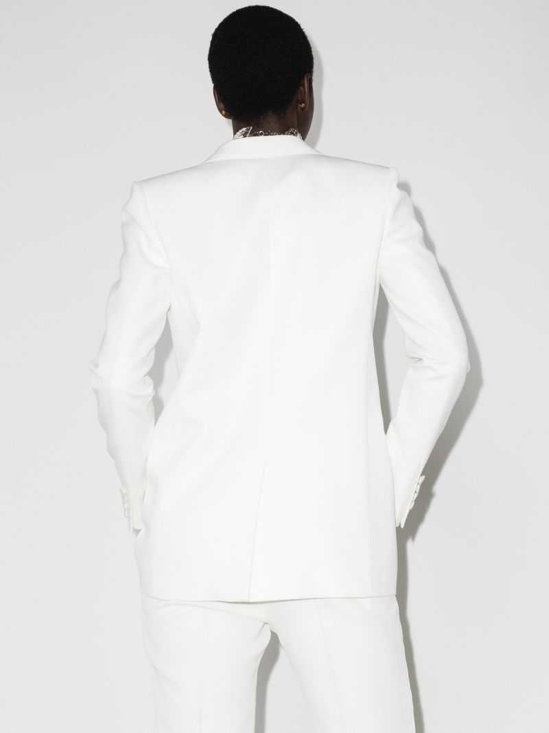 White Single-breasted Wool Tuxedo Jacket