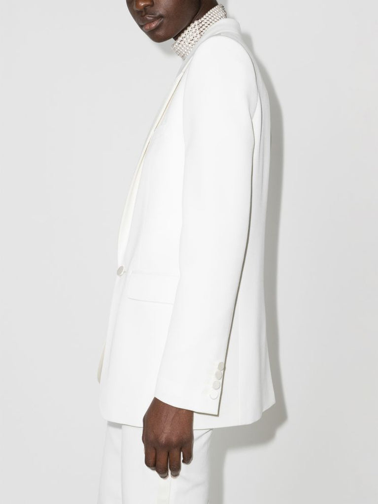 White Single-breasted Wool Tuxedo Jacket