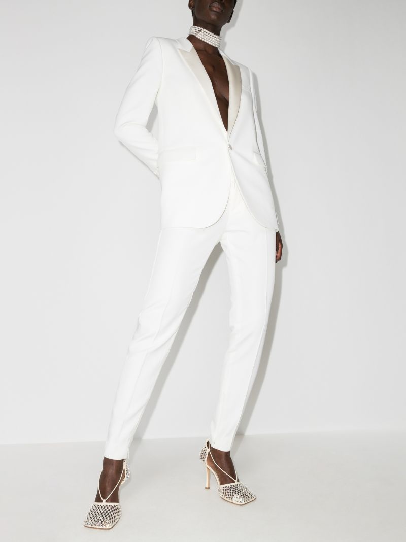 White Single-breasted Wool Tuxedo Jacket