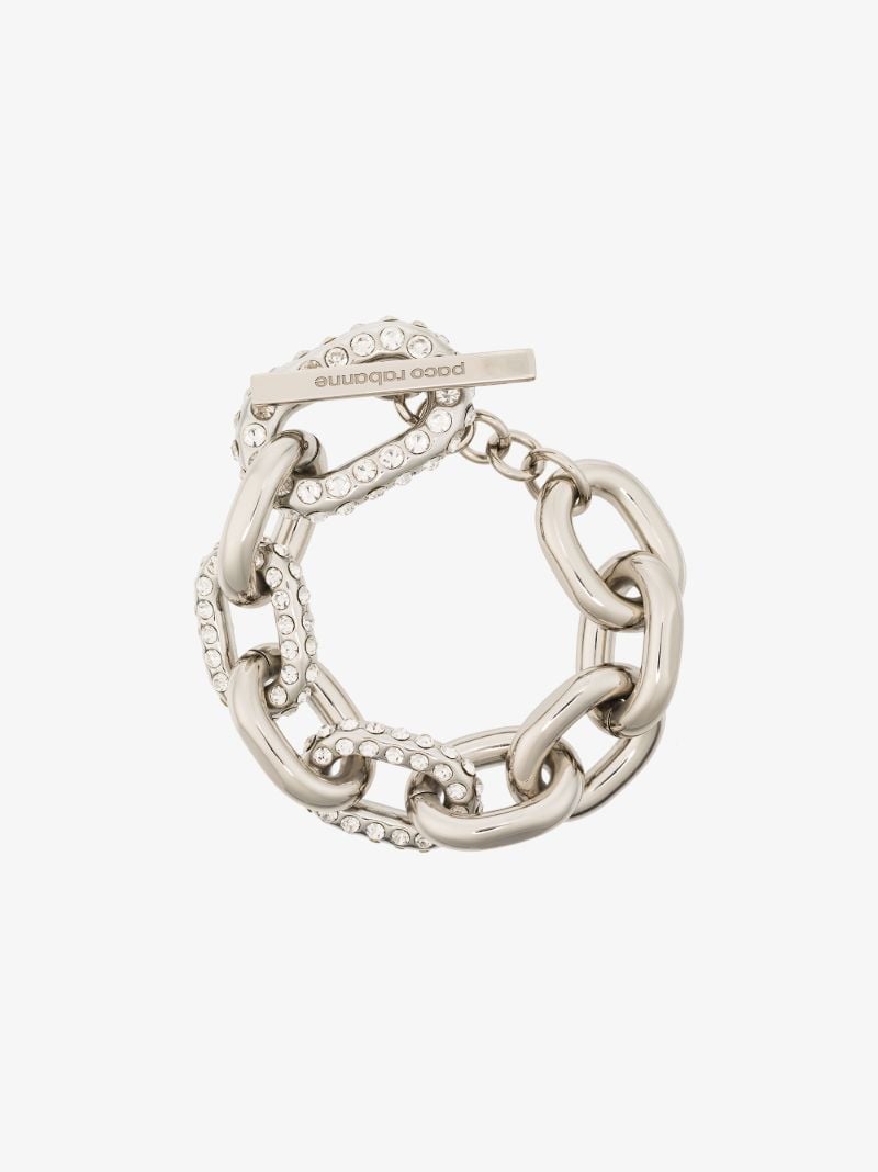 Silver Tone Crystal Chain Bracelet