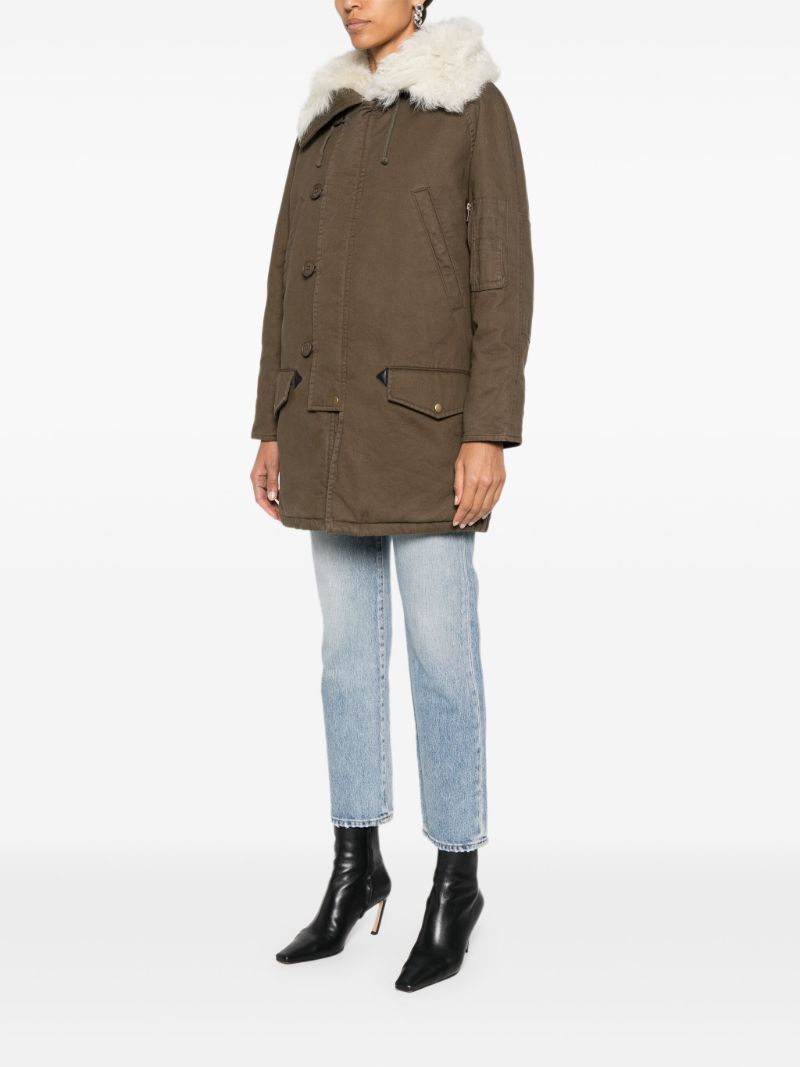 Green Shearling Parka Coat