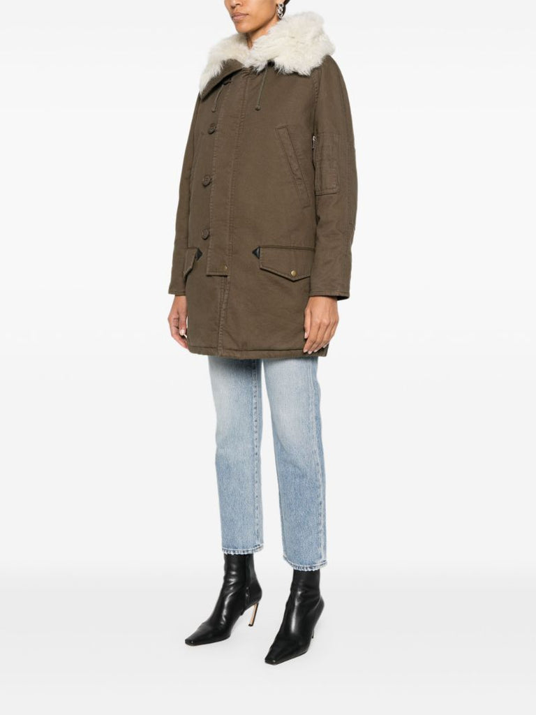 Green Shearling Parka Coat