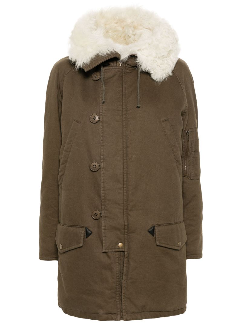 Green Shearling Parka Coat