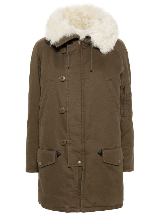 Green Shearling Parka Coat