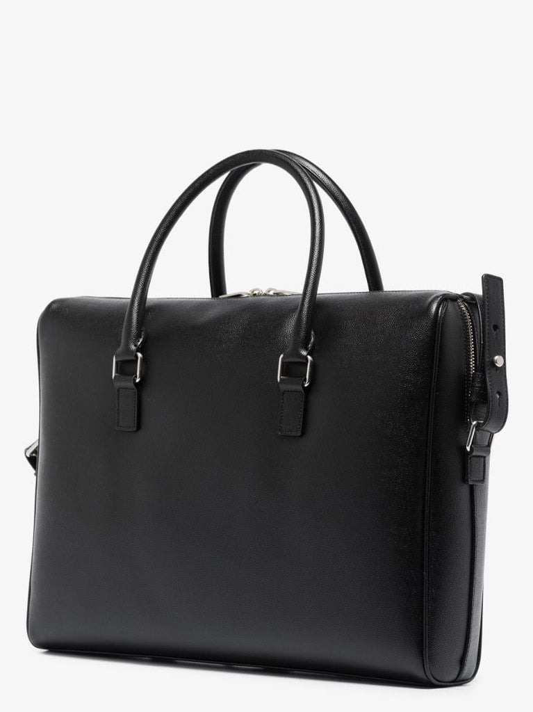 Black Duffle Leather Briefcase