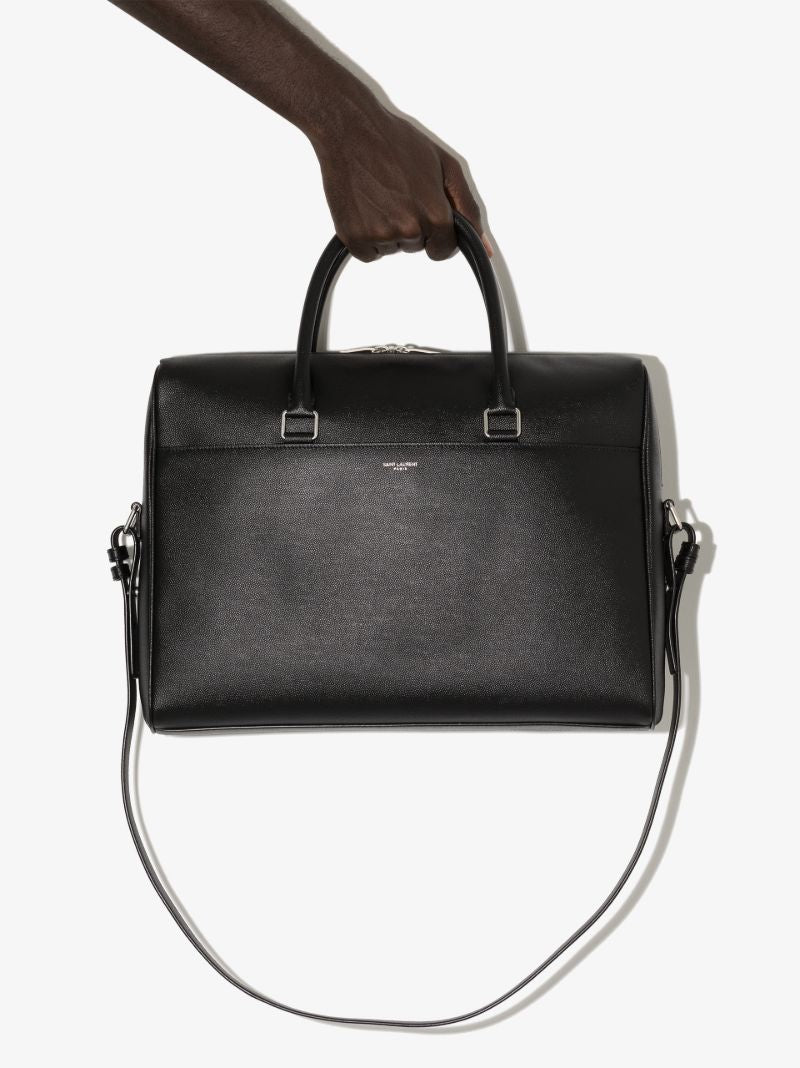 Black Duffle Leather Briefcase