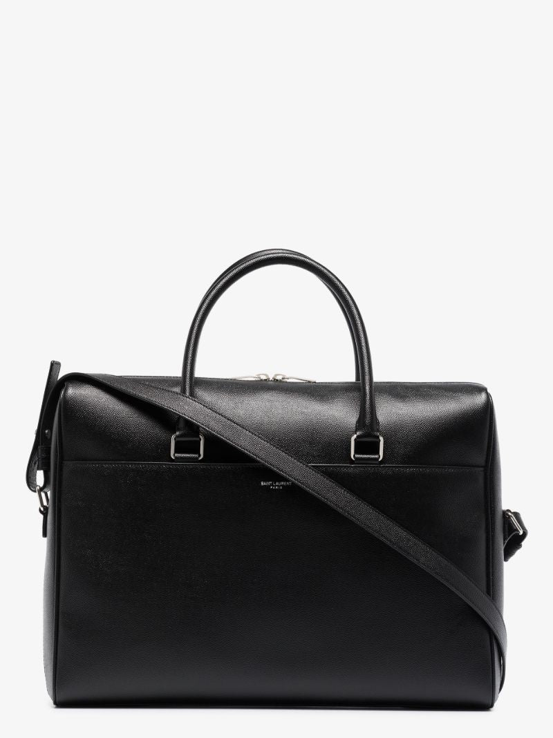 Black Duffle Leather Briefcase