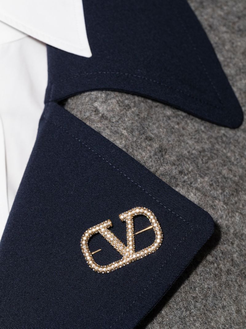 Gold Tone Vlogo Signature Crystal Brooch