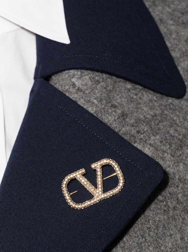 Gold Tone Vlogo Signature Crystal Brooch