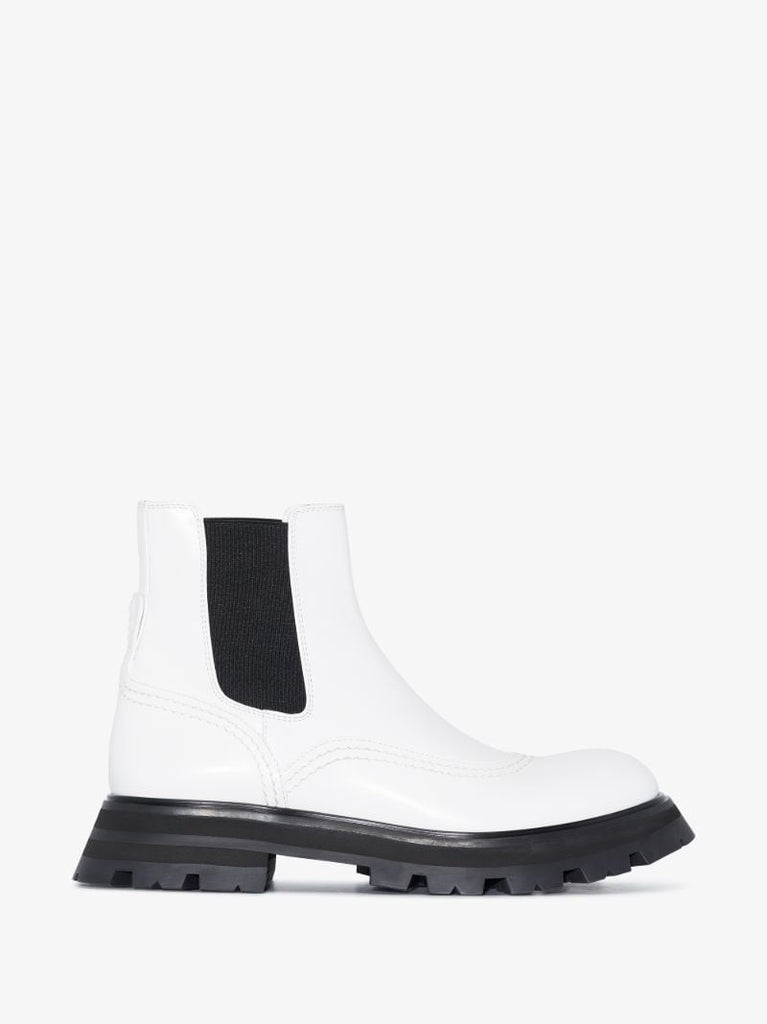 White Wander Leather Chelsea Boots