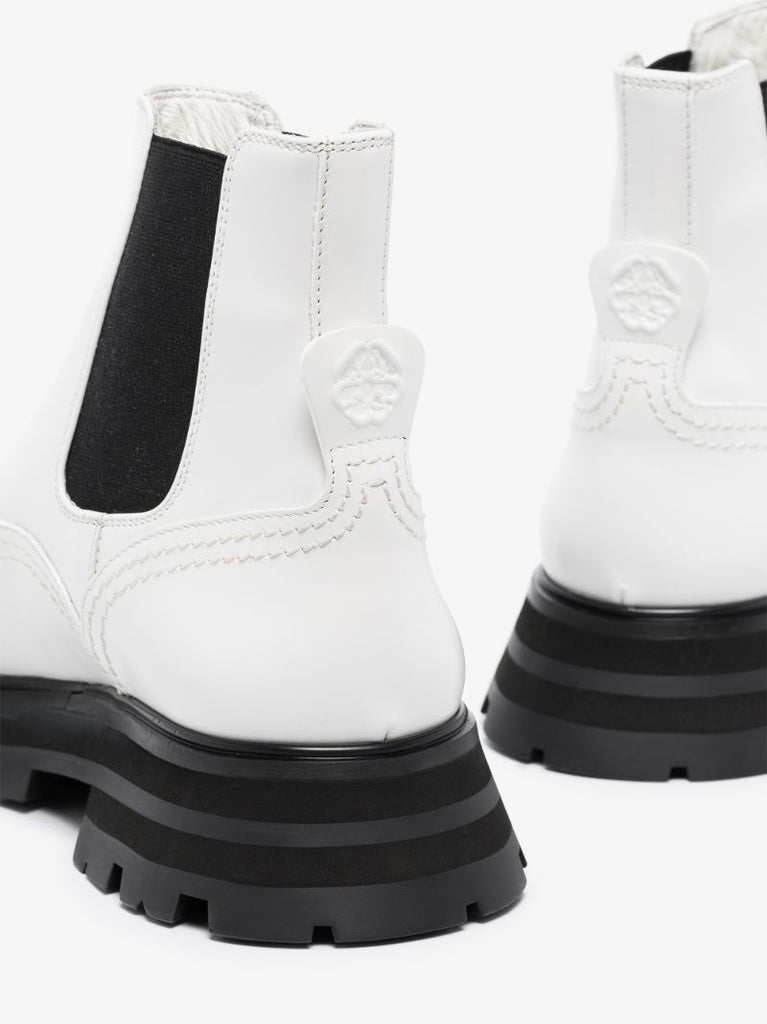 White Wander Leather Chelsea Boots