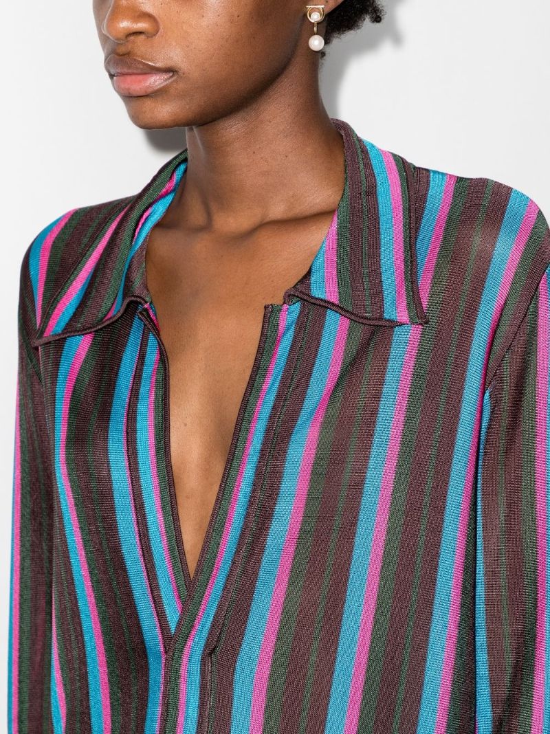 X Kenneth Ize Striped V-neck Shirt