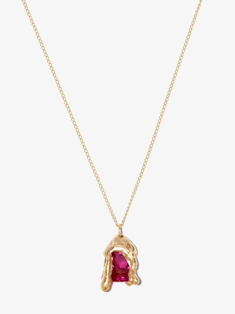 X Bleue Burnham 9k Yellow Gold Melting Wax Sapphire Necklace