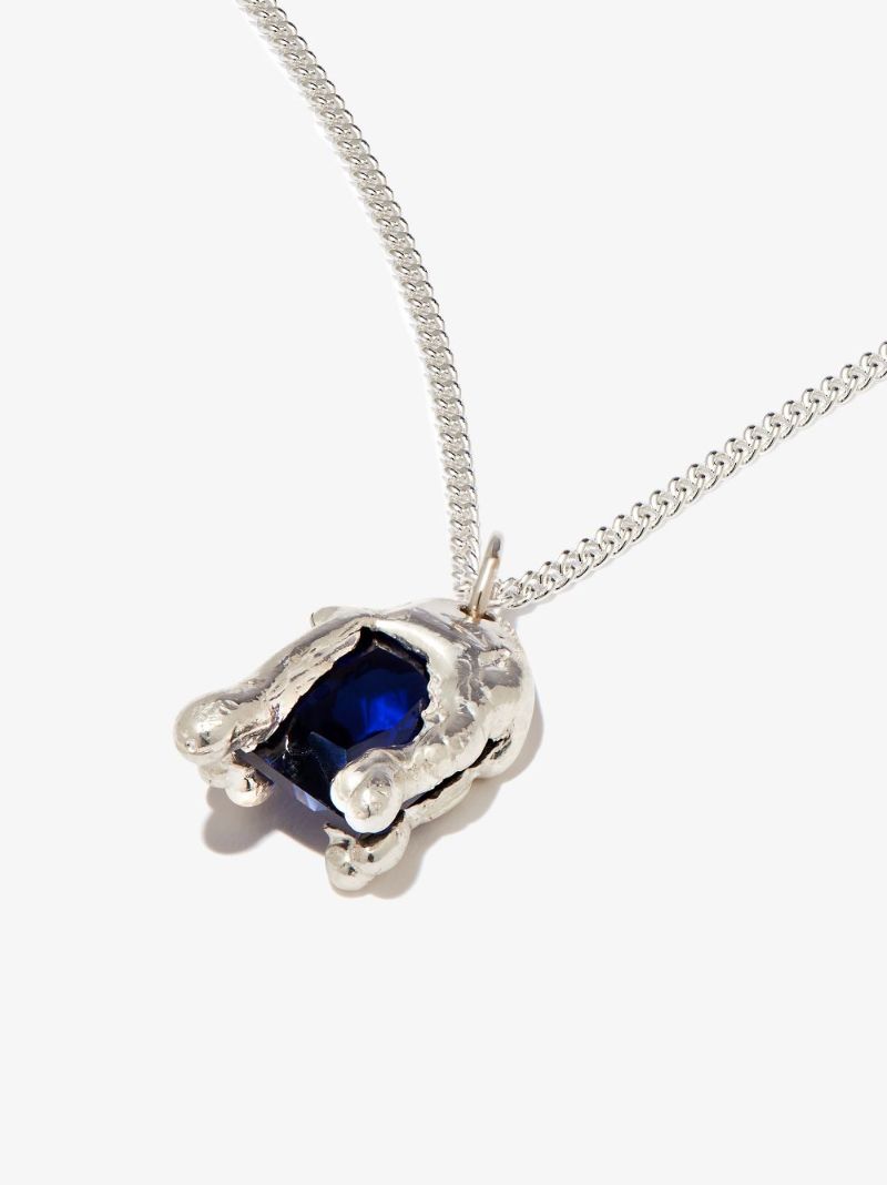 X Bleue Burnham Sterling Silver Melting Wax Sapphire Necklace