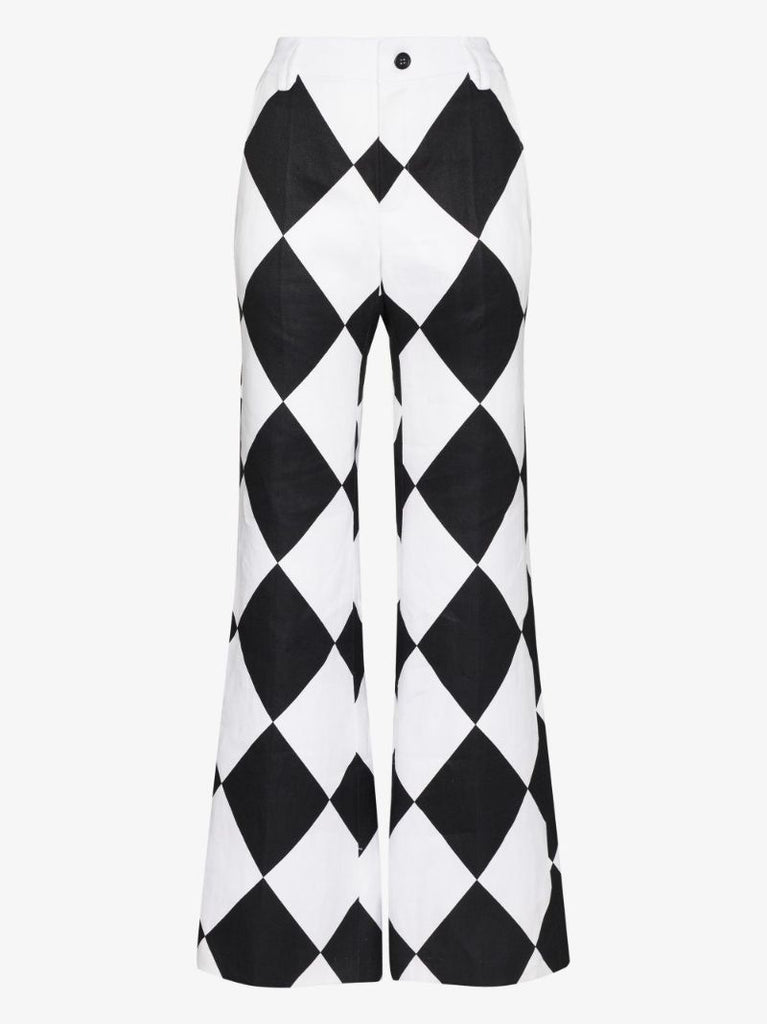 X Karl Lagerfeld Diamond Print Flared Trousers