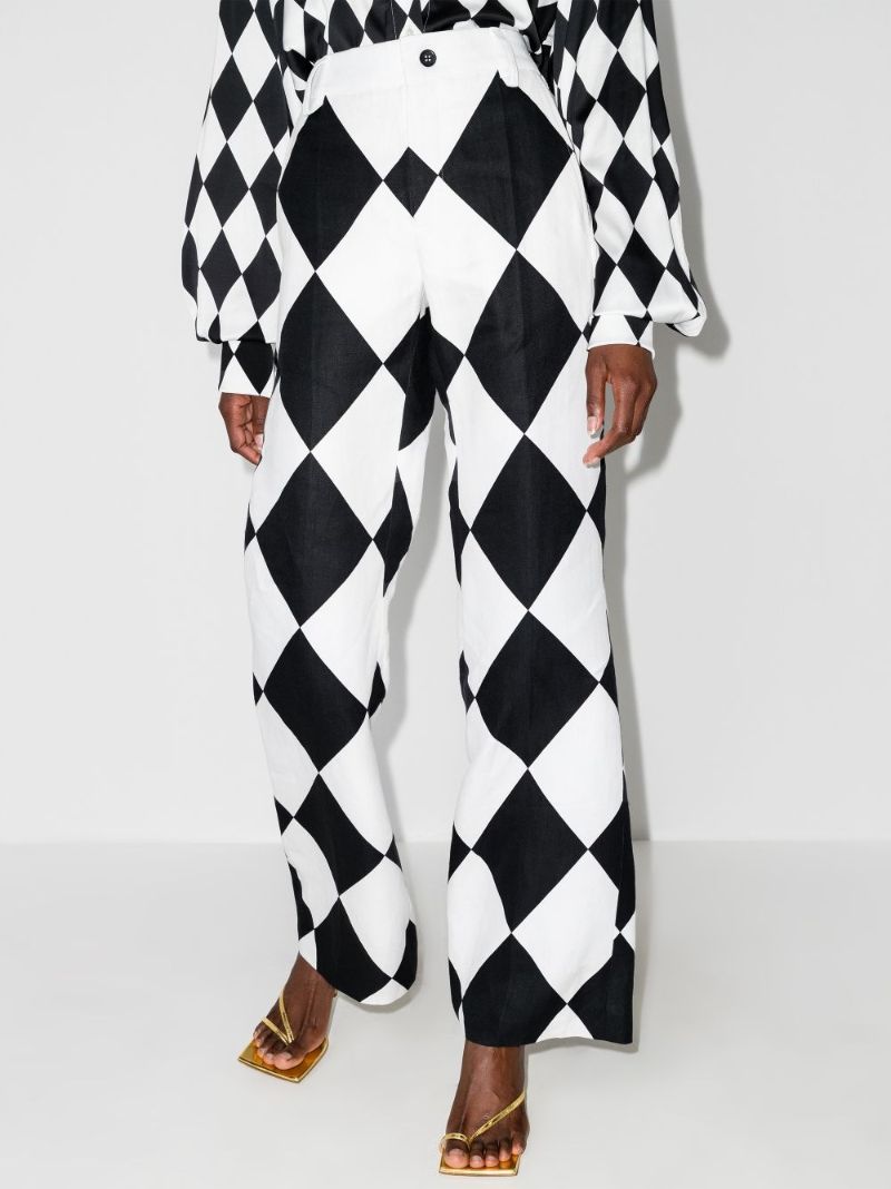 X Karl Lagerfeld Diamond Print Flared Trousers