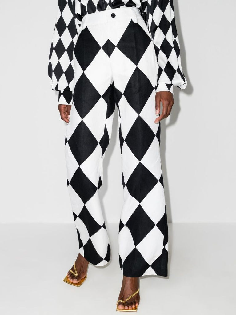 X Karl Lagerfeld Diamond Print Flared Trousers