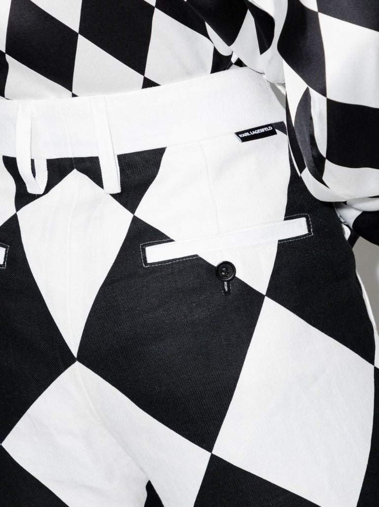 X Karl Lagerfeld Diamond Print Flared Trousers