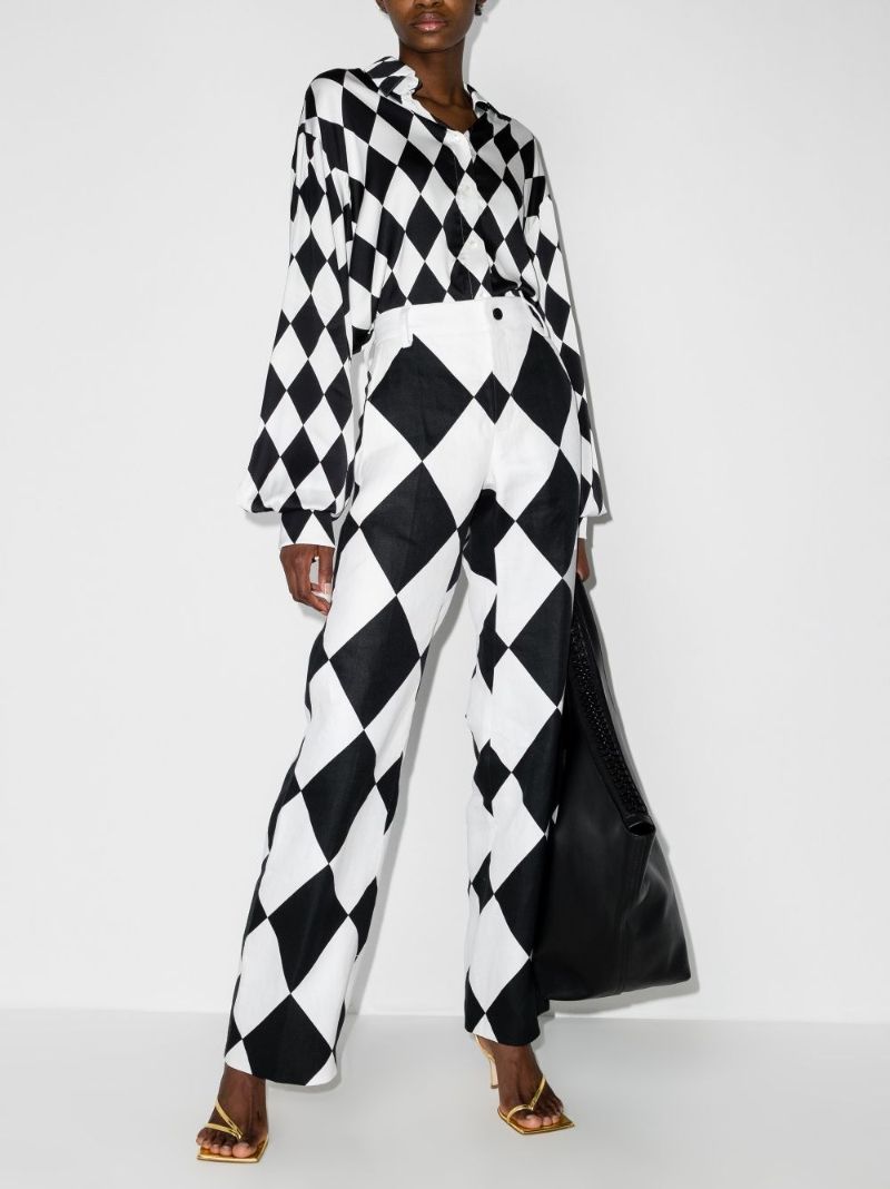 X Karl Lagerfeld Diamond Print Flared Trousers