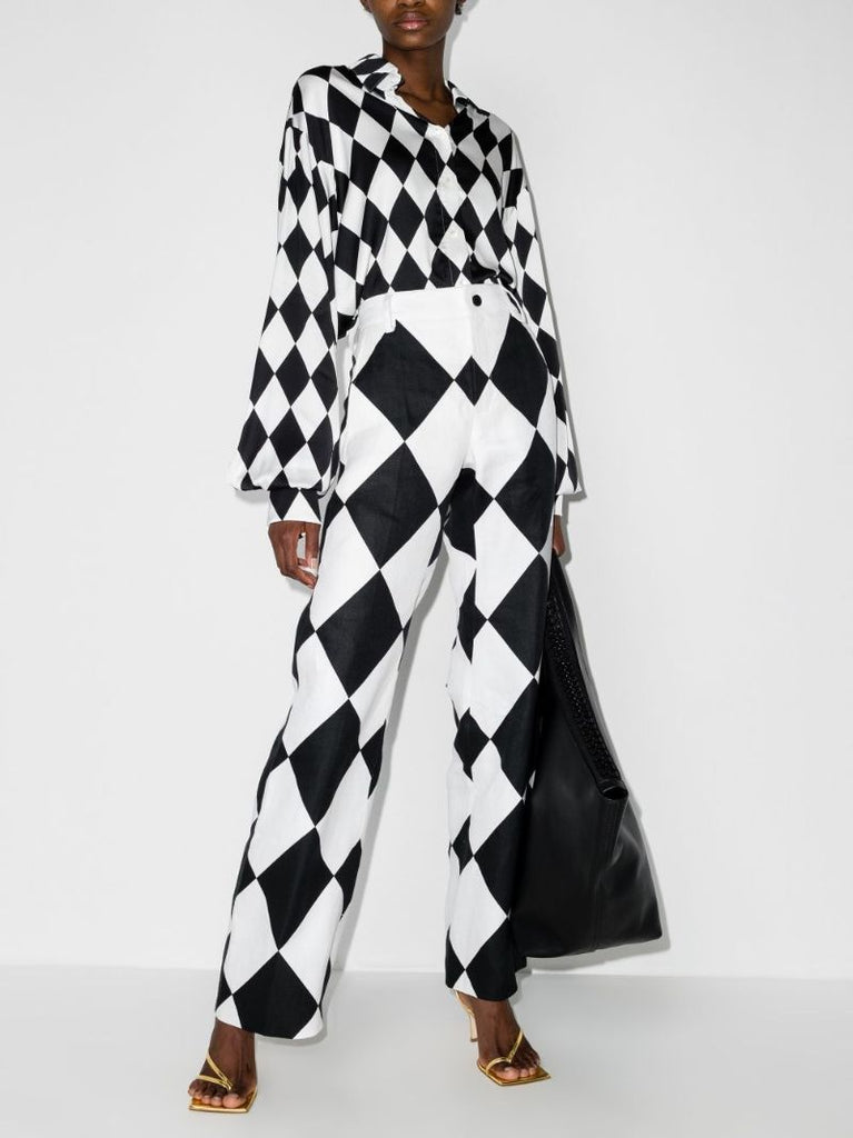 X Karl Lagerfeld Diamond Print Flared Trousers