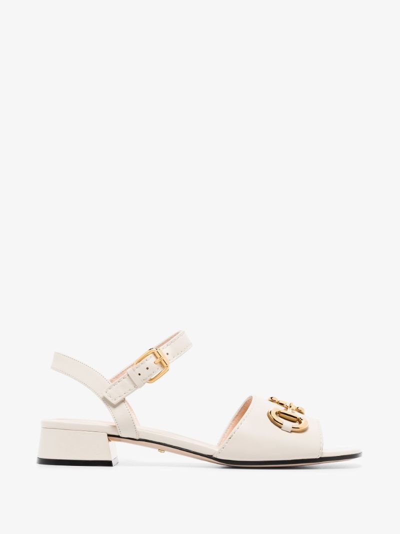 White Baby Horsebit Leather Sandals